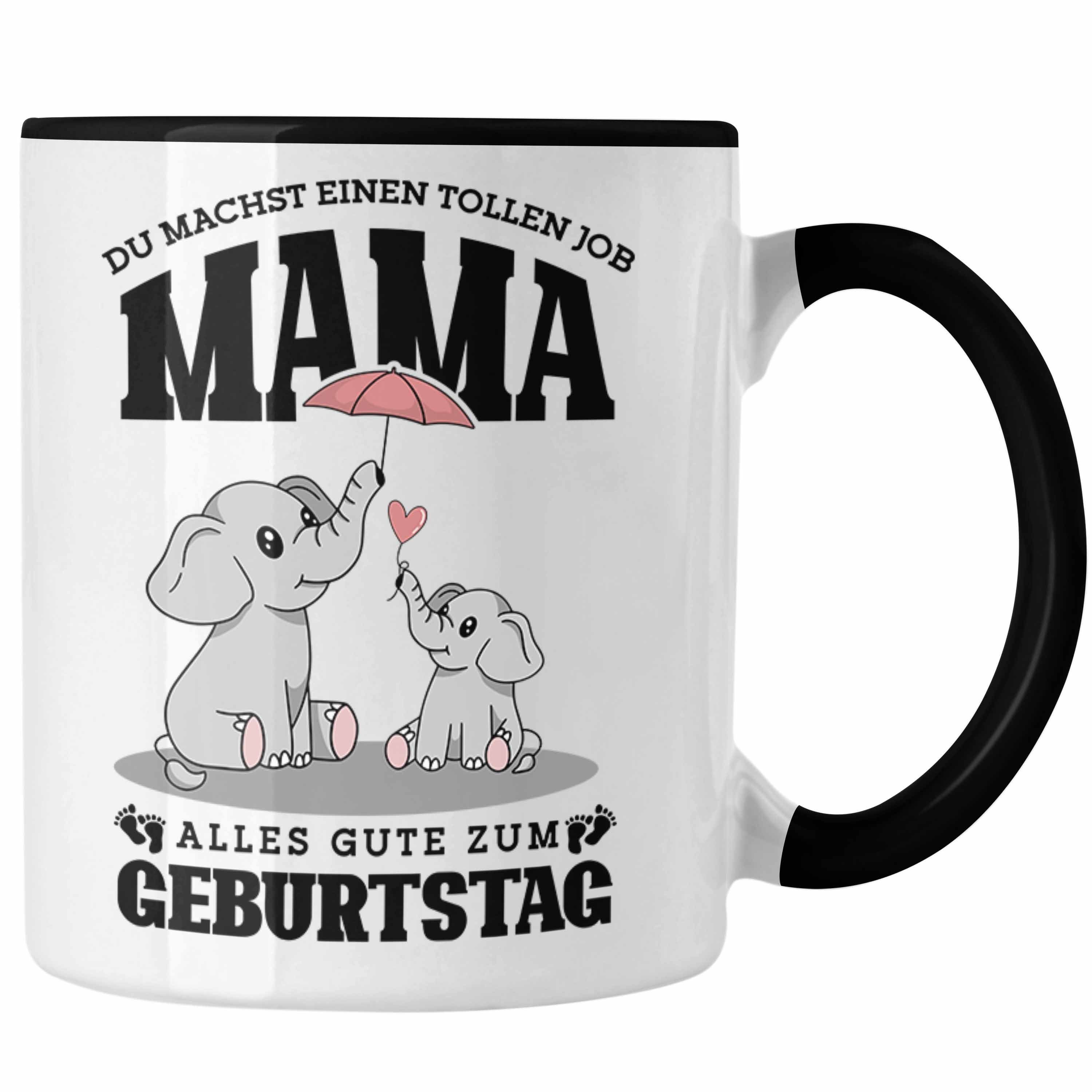 Trendation Tasse Tasse Mama Mutter Geburtstag Geschenk für Mama von Tochter Sohn Schwarz