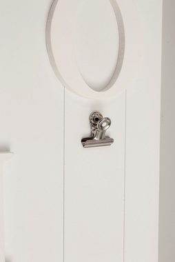 Myflair Möbel & Accessoires Memoboard Valerina, weiß, Schlüsselbrett, mit Klemmen & Haken, mit Schriftzug