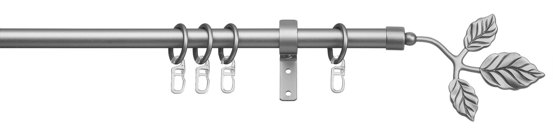 Ø 1-läufig, Komplett-Set Ringen Montagematerial inkl. Stahl, mm, Toskana, verschraubt, Fixmaß, indeko, 16 und Gardinenstange