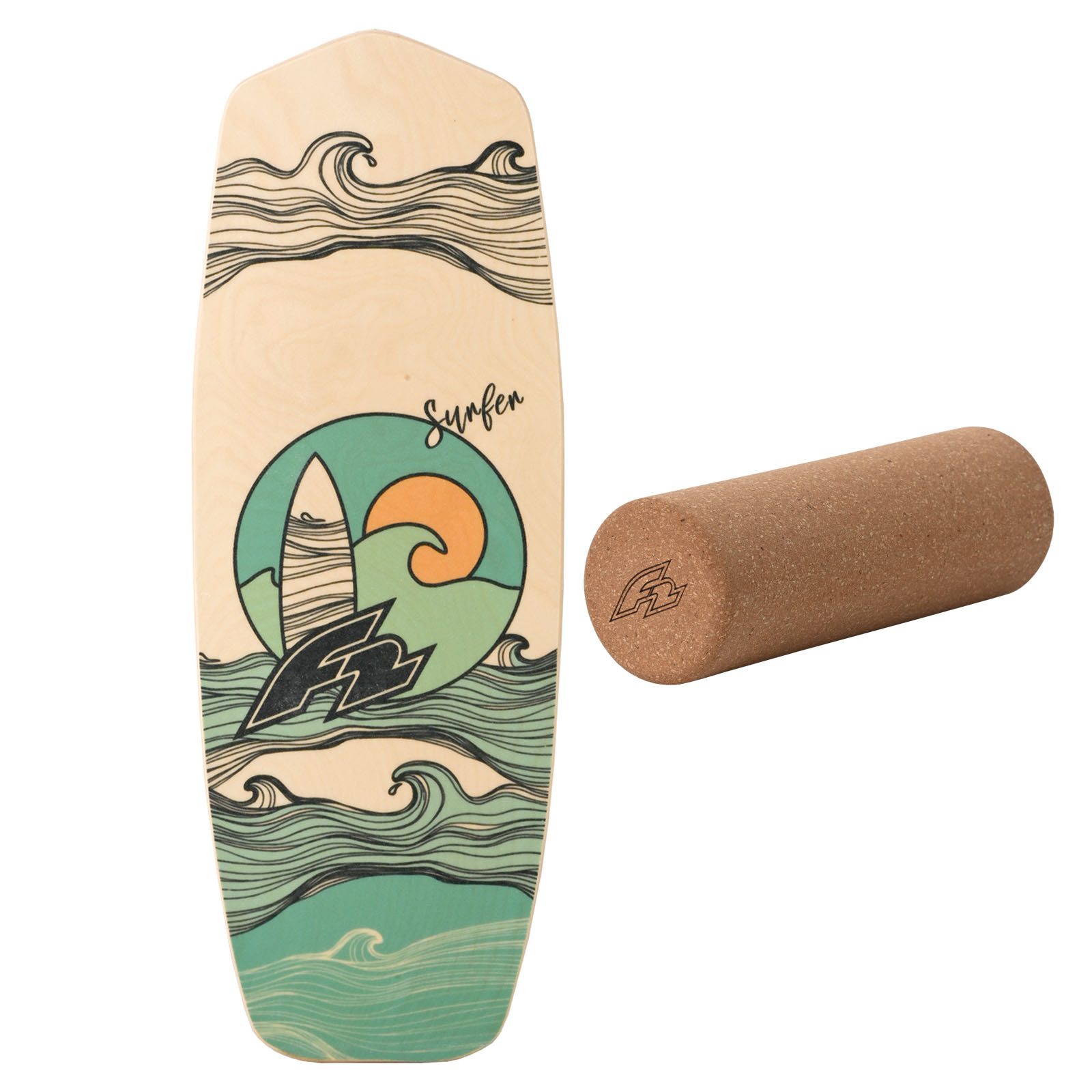 Balanceboard F2 Set Balance Board Tompstone 74x27cm mit Korkrolle