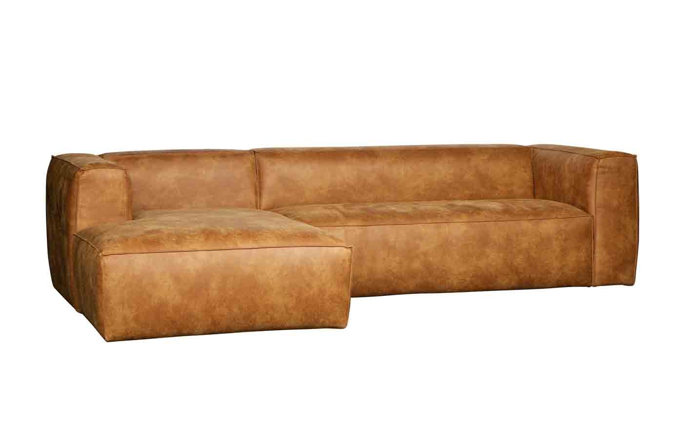 WOOOD Ecksofa Bean Lederoptik, links Cognac