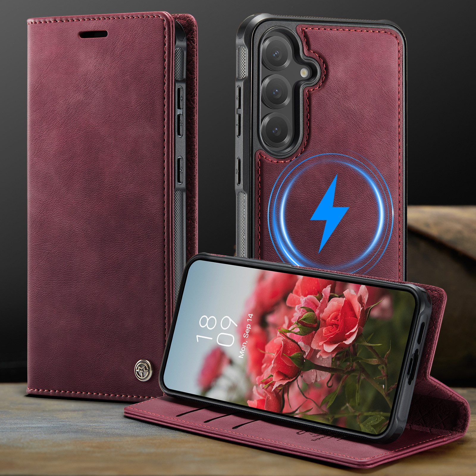 Mycotech Handyhülle Premium 2in1 Klapphülle für Samsung mit abnehmbarem Case Retro Tasche