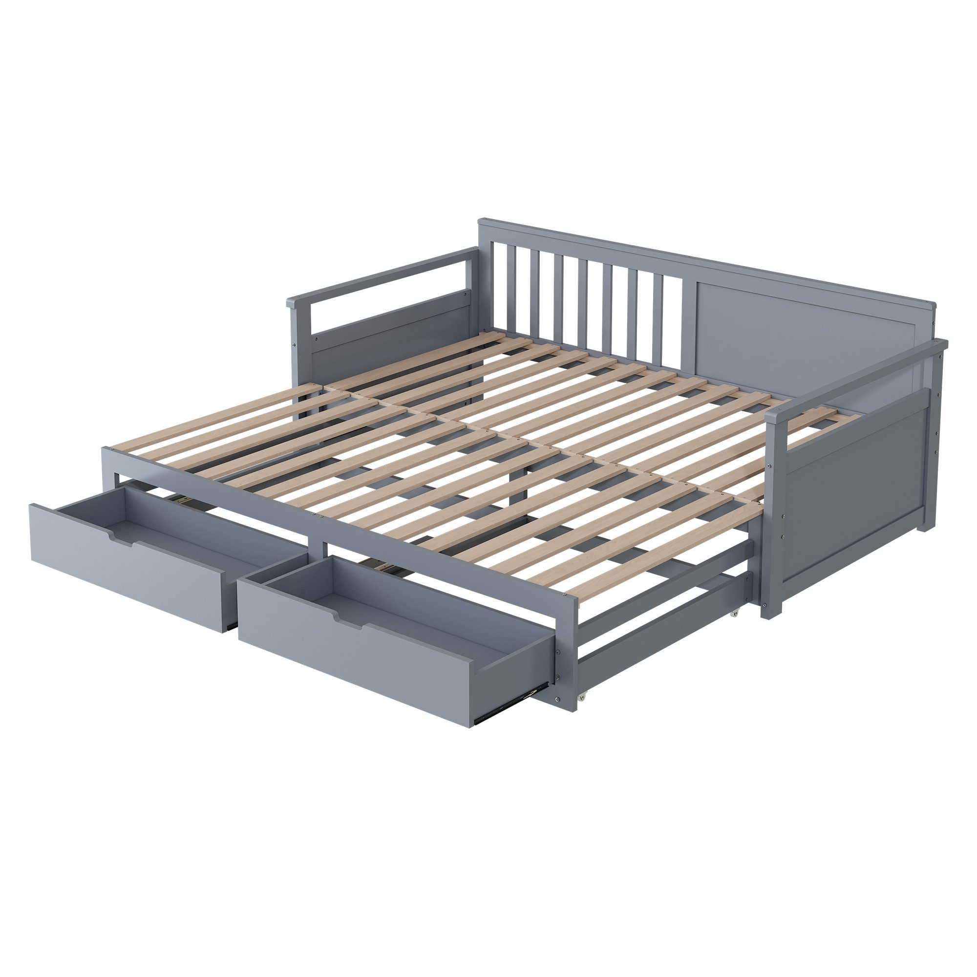 Odikalo Jugendbett Zwei-in-Eins-Tagesbett Kiefernbett Schubladen Ausziehbet günstig online kaufen