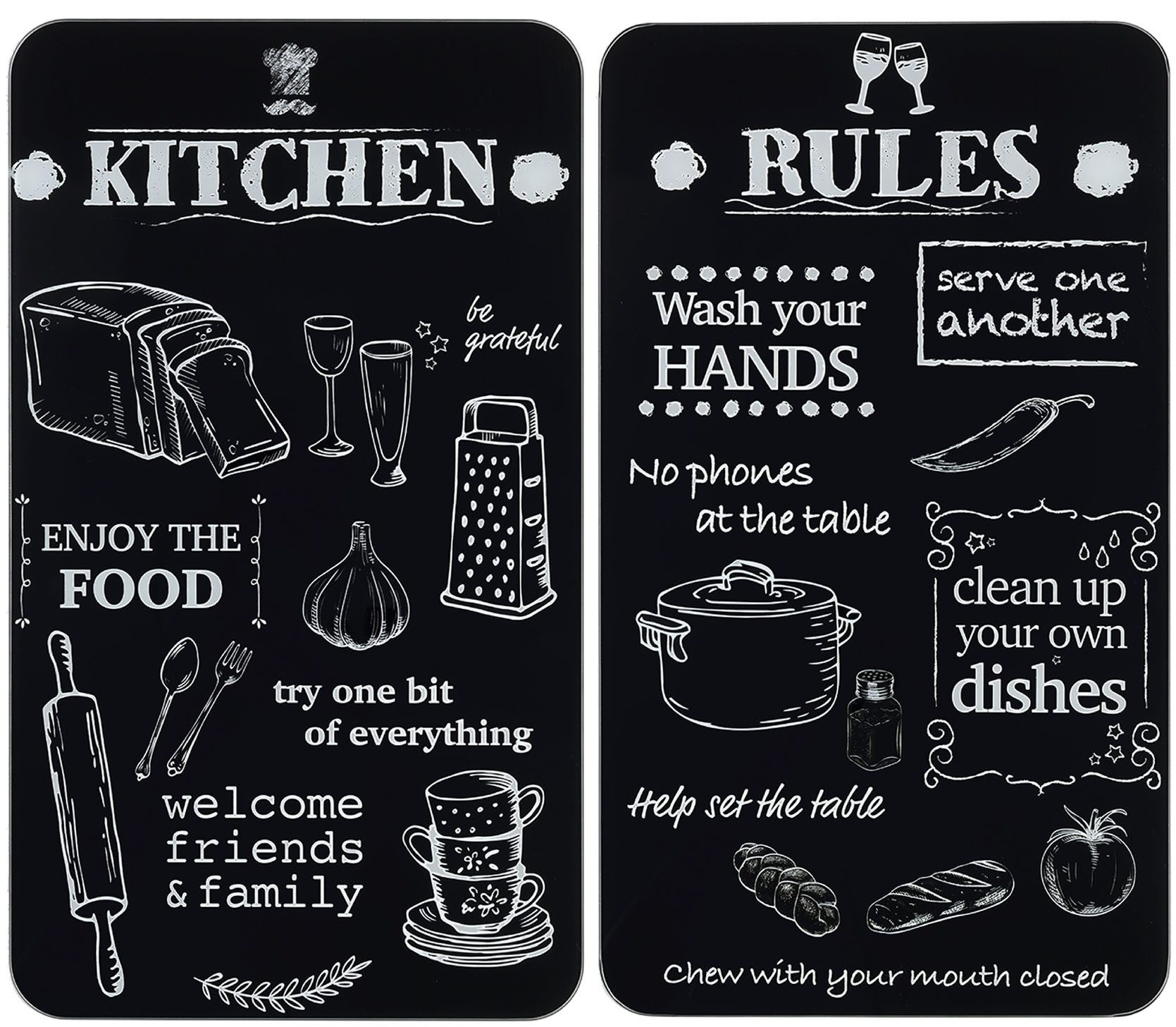 Maximex Herd-Abdeckplatte Universal Modell KITCHEN RULES, Glas, Kunststoff, (Set, 2 tlg), für Induktions-, Glaskeramik-, Elektro- und Gasherde, höhenverstellbar