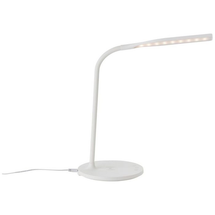 Brilliant Leuchten LED Tischleuchte Joni LED fest integriert Tageslichtweiß 34 cm Höhe wireless-charging dimmbar CCT 450 lm Flexarm weiß