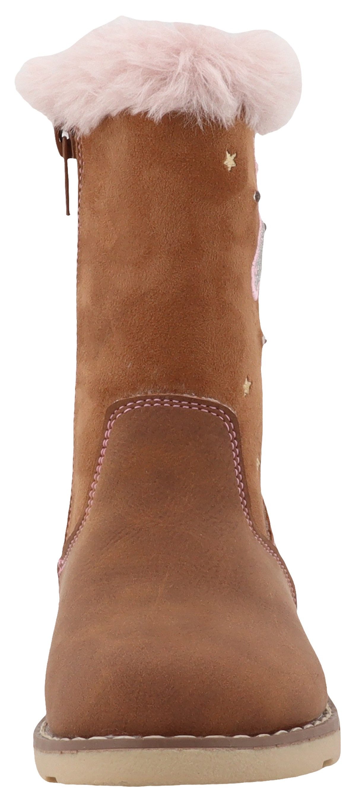 TOM TAILOR Blinkschuh Winterstiefel Langschafttstiefel, Kinderstiefel mit blinkendem Einhornmotiv