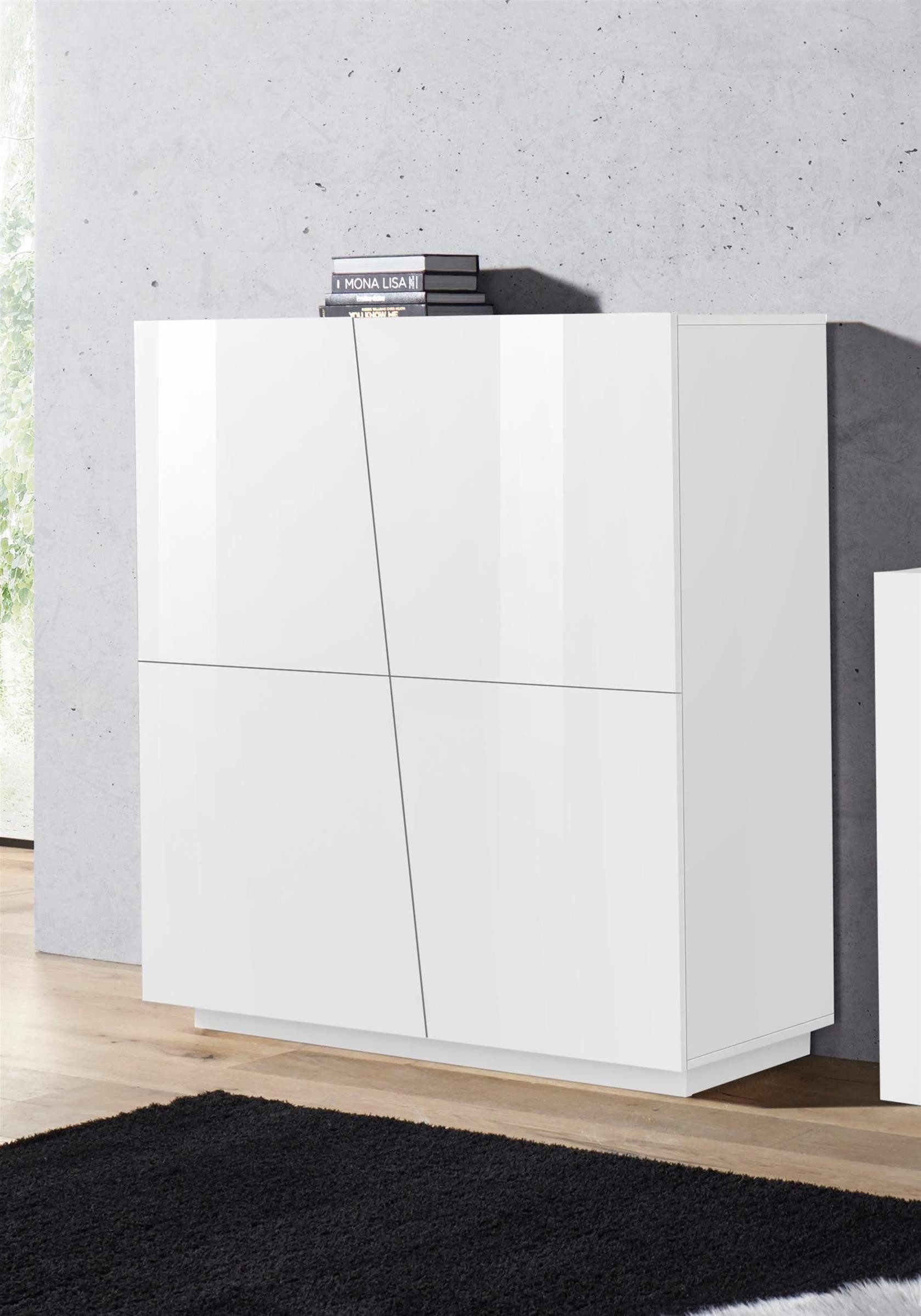 möbelando Highboard Viterbo, 120 x 126 x 43 cm (B/H/T)