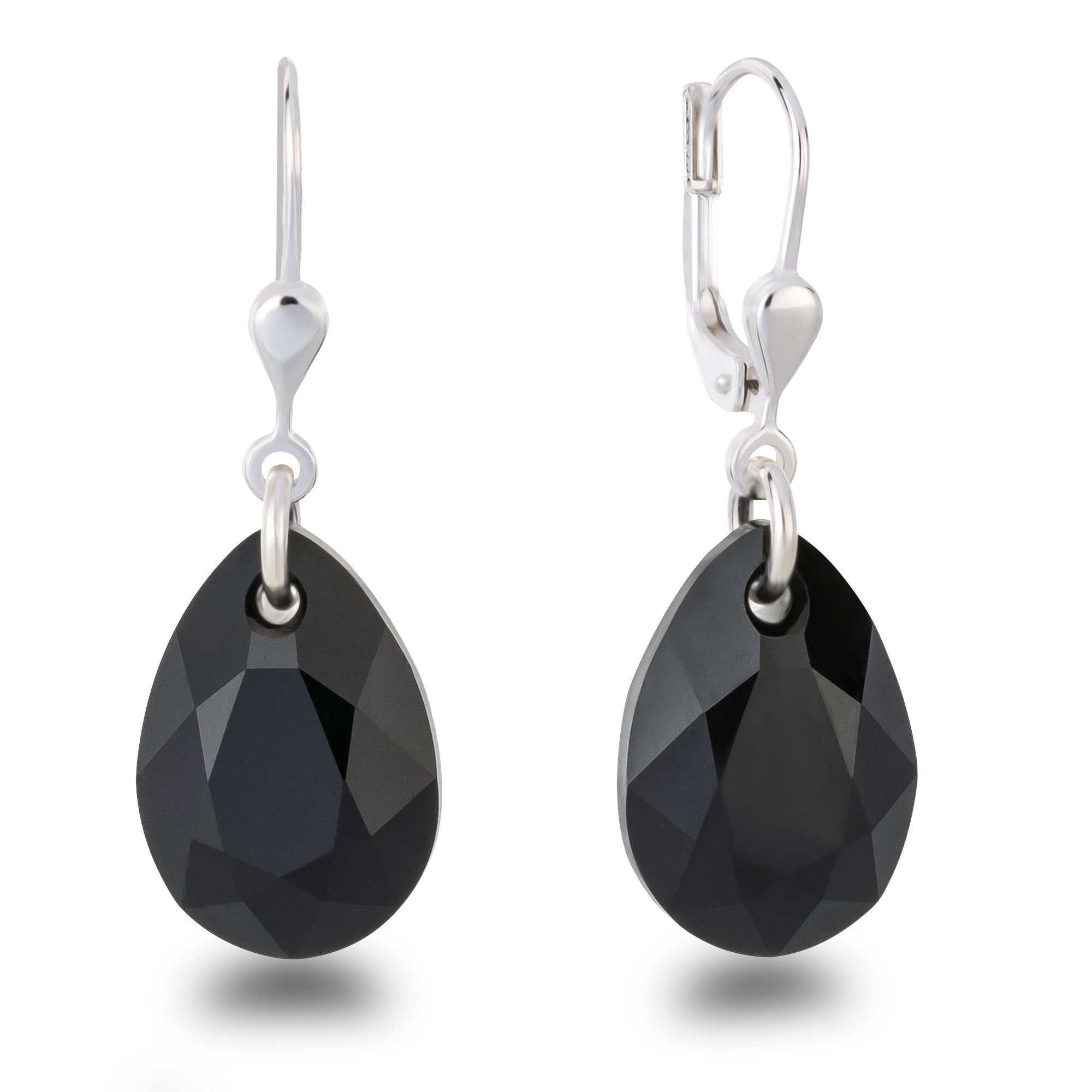 Schöner-SD Paar Серьги Серьги hängend mit Pear Cut Kristall Tropfen 16mm, 925 Silber