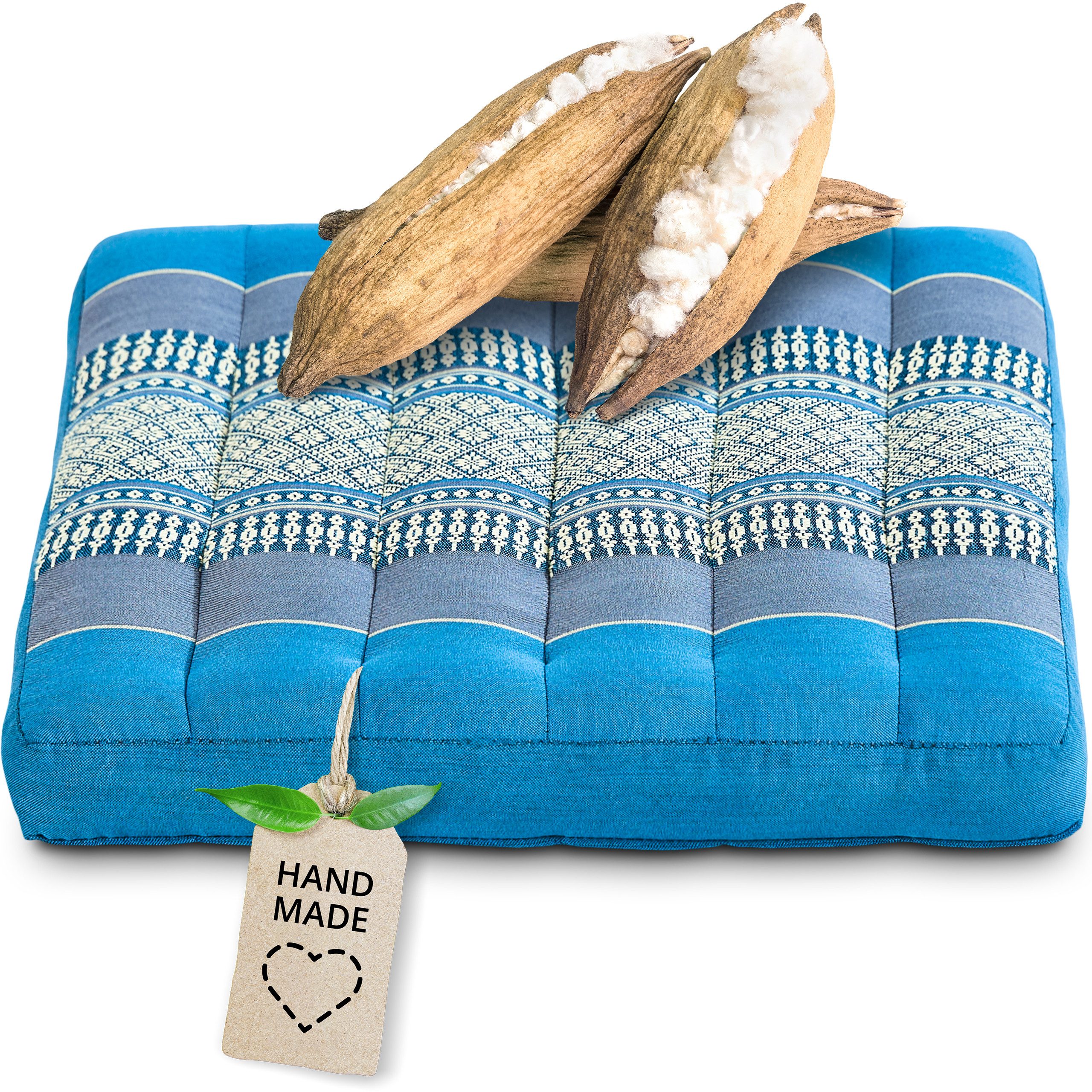 livasia Sitzkissen Sitzkissen 35 cm, vegan und handgefertigt, 35x35x6cm, Kapok