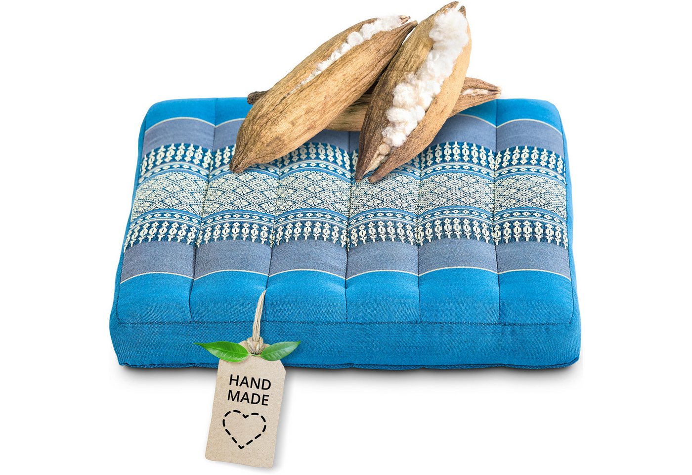 livasia Sitzkissen Sitzkissen 35 cm, vegan und handgefertigt, 35x35x6cm, Kapok