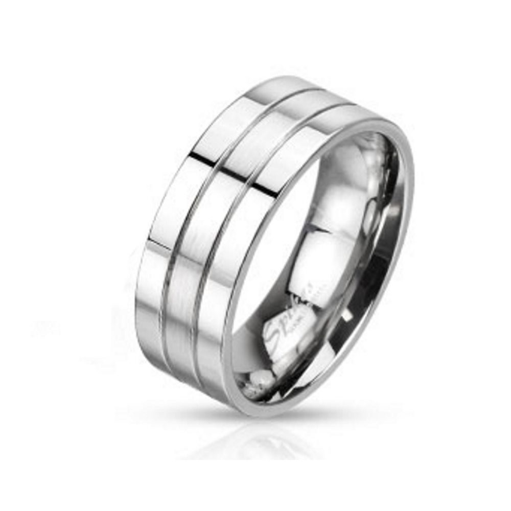 BUNGSA Fingerring Ring dreireihig Silber aus Edelstahl Unisex (Ring, 1-tlg), Damen Herren | Fingerringe