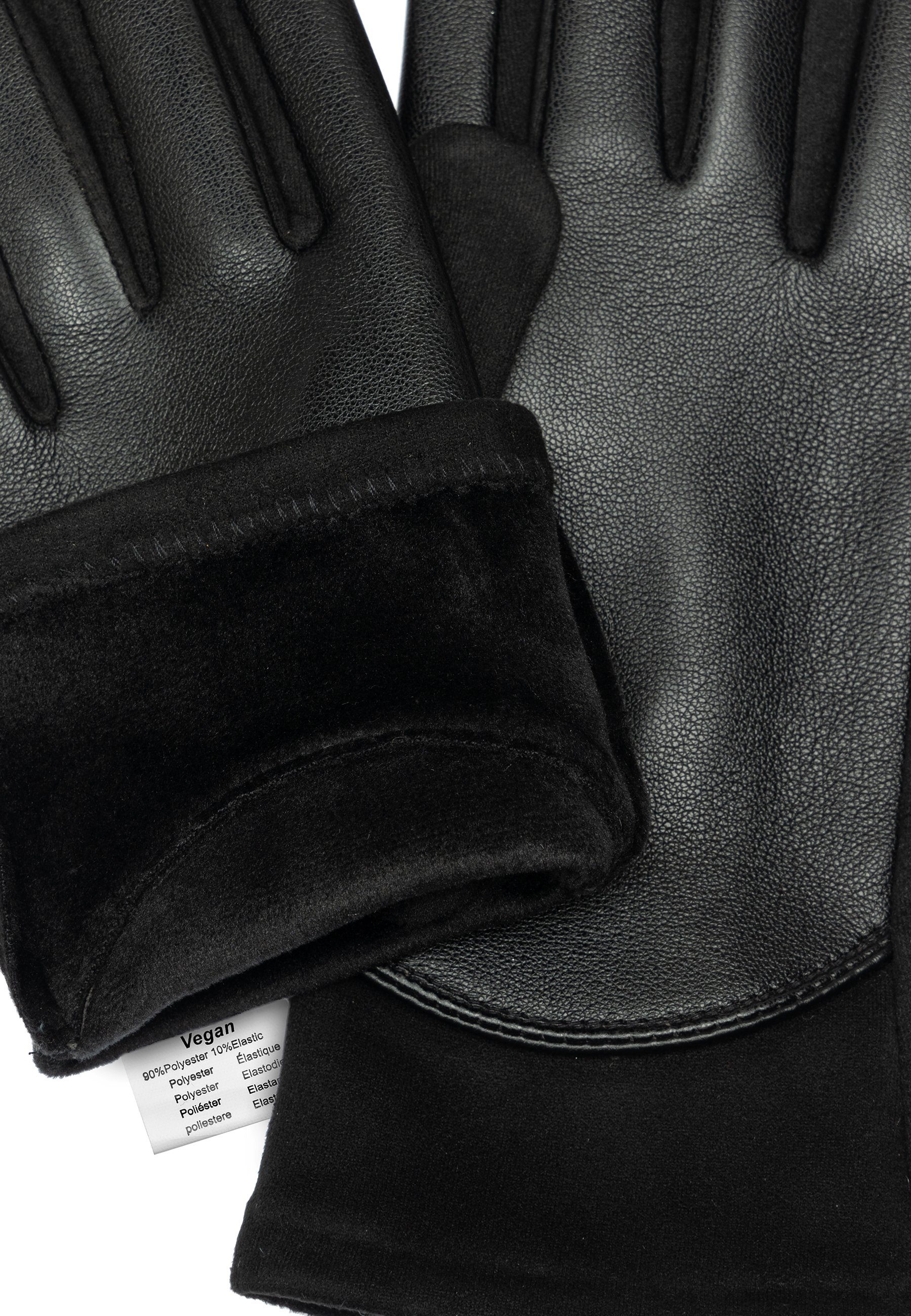 schwarz uni GLV016 Damen Strickhandschuhe Caspar klassisch Handschuhe elegante