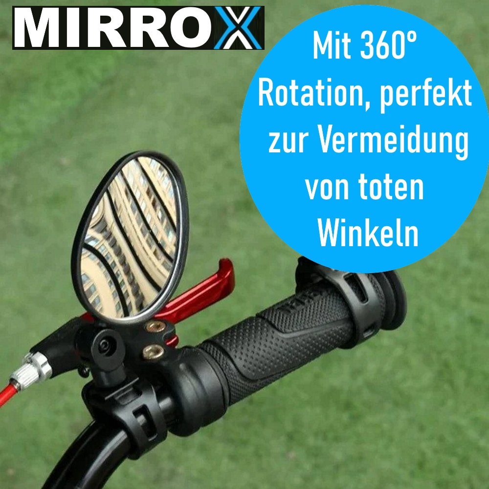 eBike 360° Bike Spiegel Fahrrad Rückspiegel MIRROX Lenker, Universal MAVURA Verstellbar für Fahrradspiegel