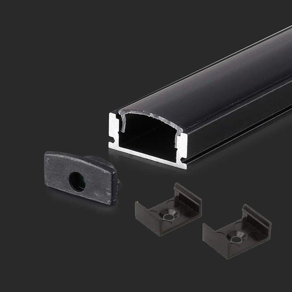 ENERGMiX Profil 1m schwarzer Alu Profile Alu Schiene LED Kanal System für LED-Streifen, Aluprofil Schwarz für LED Strip ideal für akustikpaneele – Bild 2 von 3