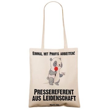 Mr. & Mrs. Panda Tragetasche Pressereferent Leidenschaft - Transparent - Geschenk, Studium, schrei (1-tlg), Design-Highlight