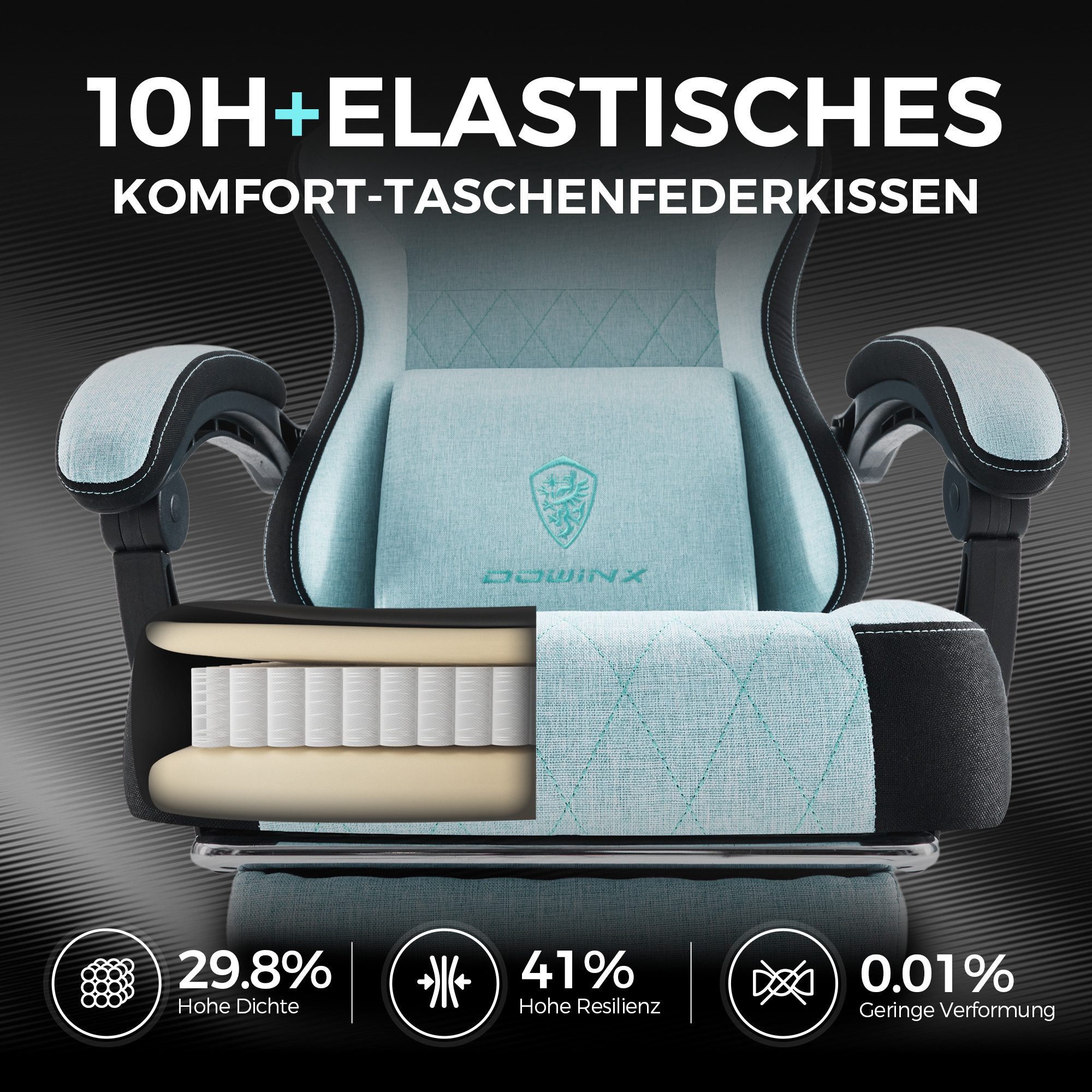Dowinx Gaming-Stuhl Lendenwirbelstütze Bürostuhl mit Fußstütze für Erwachsene (Packung), Ergonomischer Gaming Sessel Groß und Hoch für Office Gaming 135KG – Bild 3 von 5