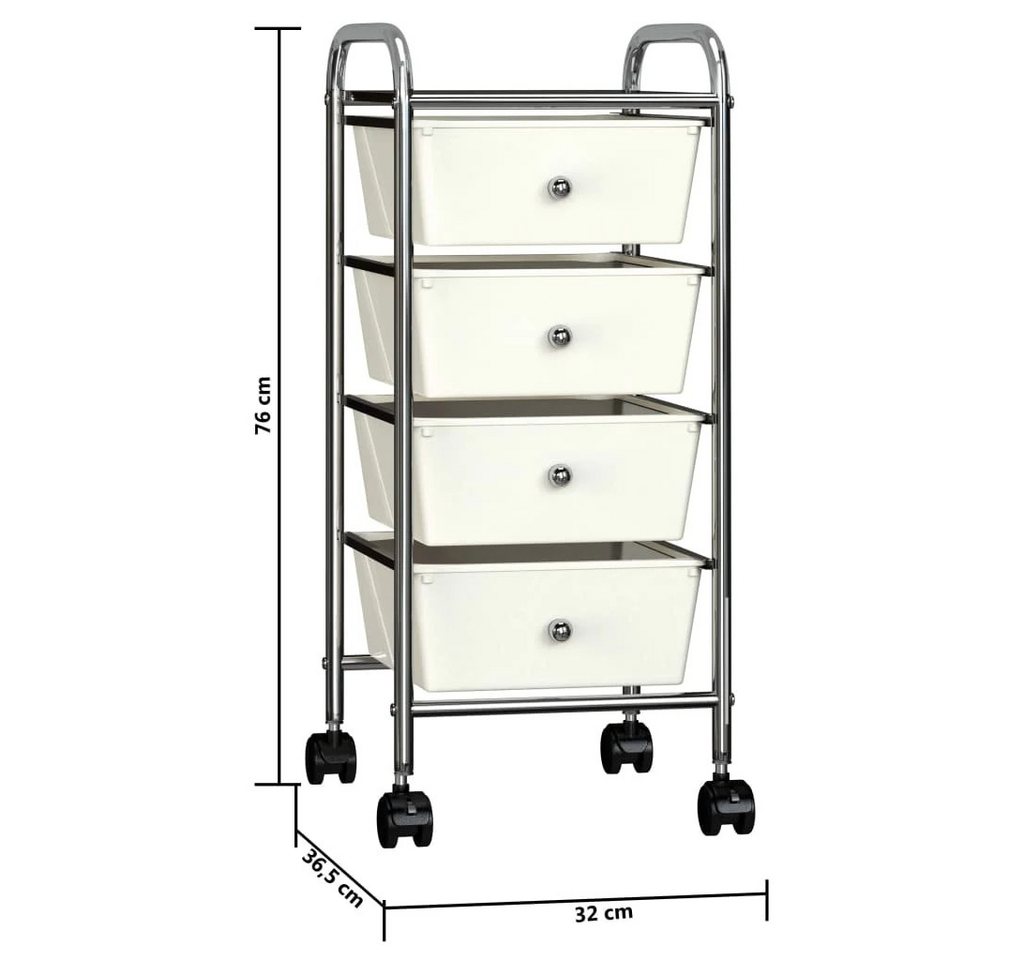 Thumbnail - Vellora Hubwagen Schubladenwagen mit 4 Schubladen Kunststoff, (1 St., Chrom), Universalrad um 360° drehbar