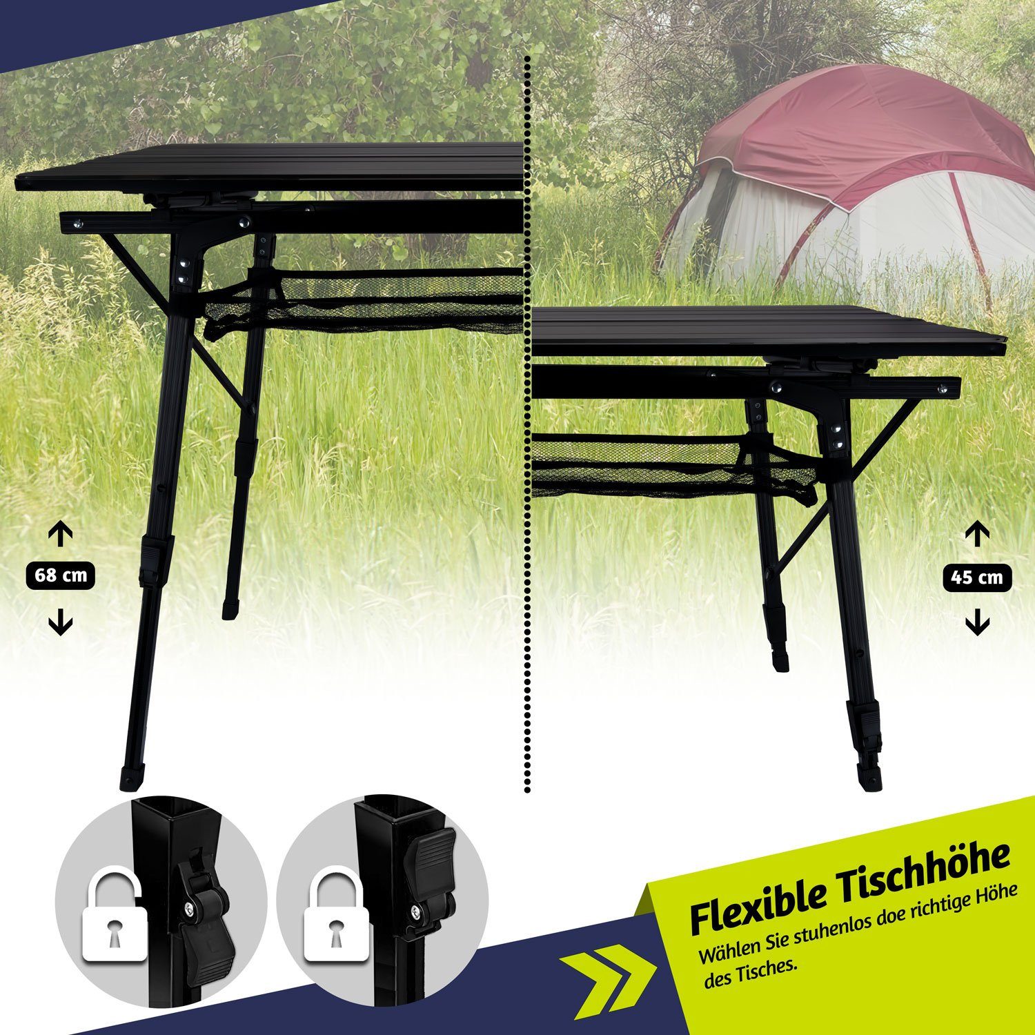 Goods+Gadgets Campingtisch Aluminium Campingtisch – Leicht, faltbar & wette günstig online kaufen