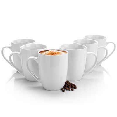 BigDean Becher 6x Kaffeebecher 300ml aus hochwertigem echtem Porzellan Kaffee, Porzellan