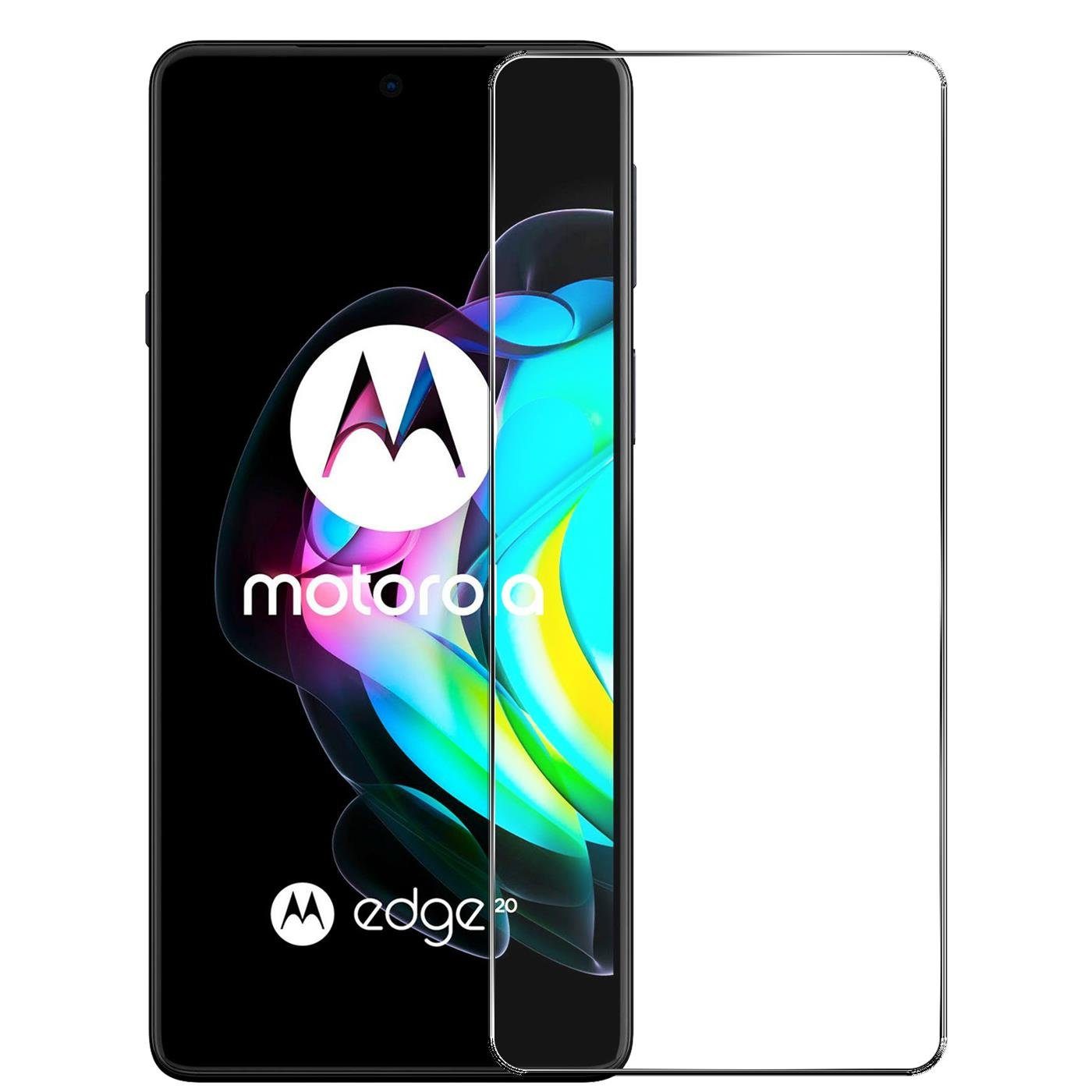 CoolGadget Handyhülle Schwarz als 2in1 Schutz Cover Set für das Motorola Edge 20 6,7 Zoll, 2x 9H Glas Display Schutz Folie + 1x TPU Case Hülle für Edge 20