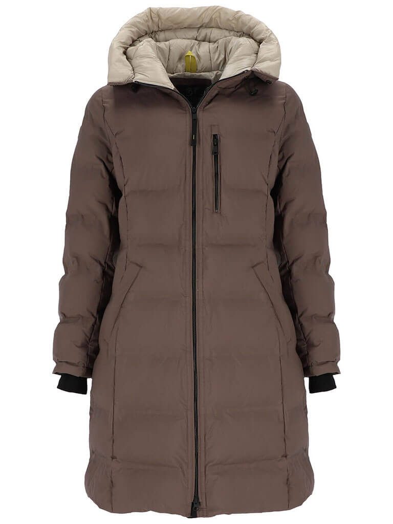 BLUE FLAME Steppmantel Damen Steppjacke Lang mit Kapuze und Chintzfutter günstig online kaufen