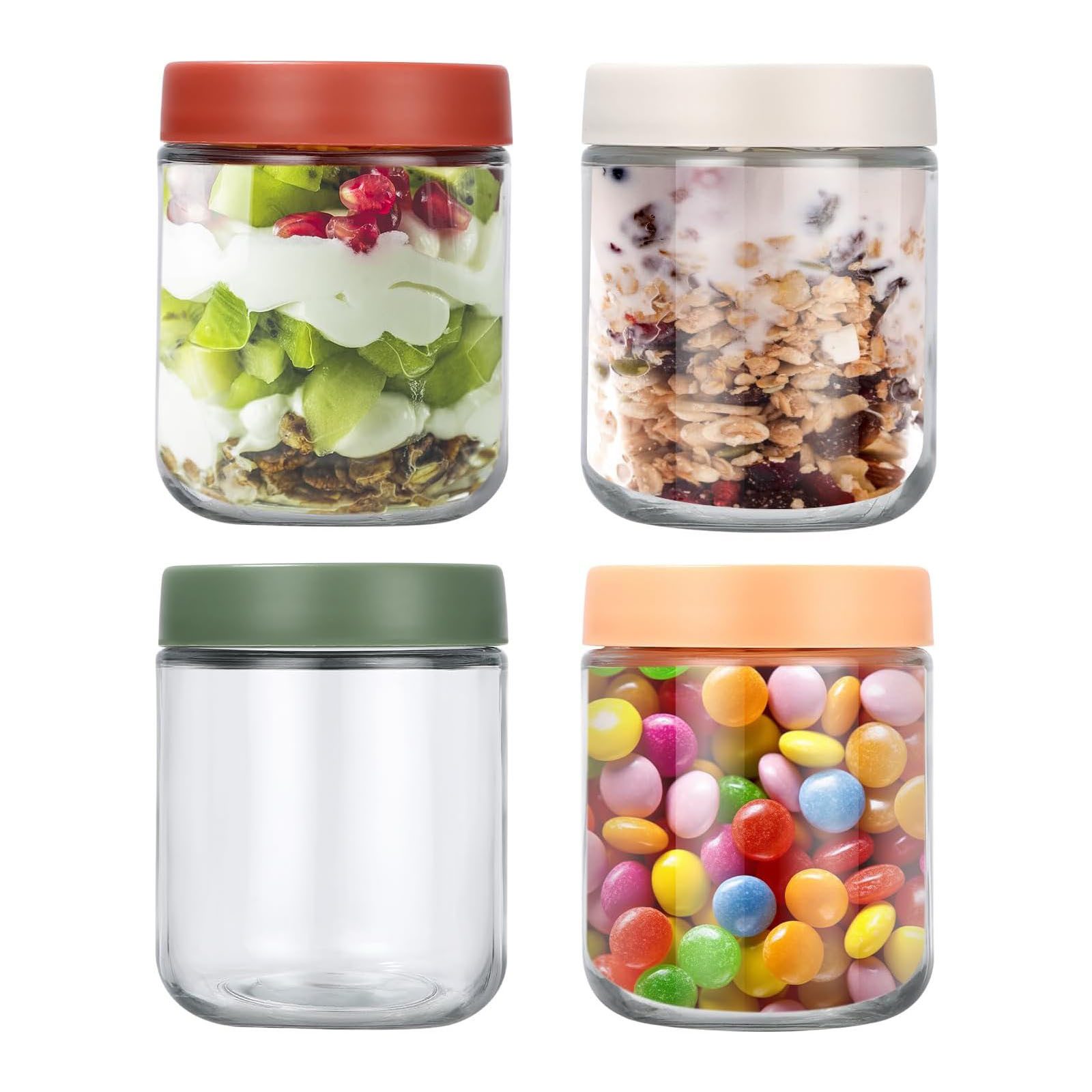 Gläser-Set 500ML Overnight Oats Gläser Set, 4 Glasbehälter