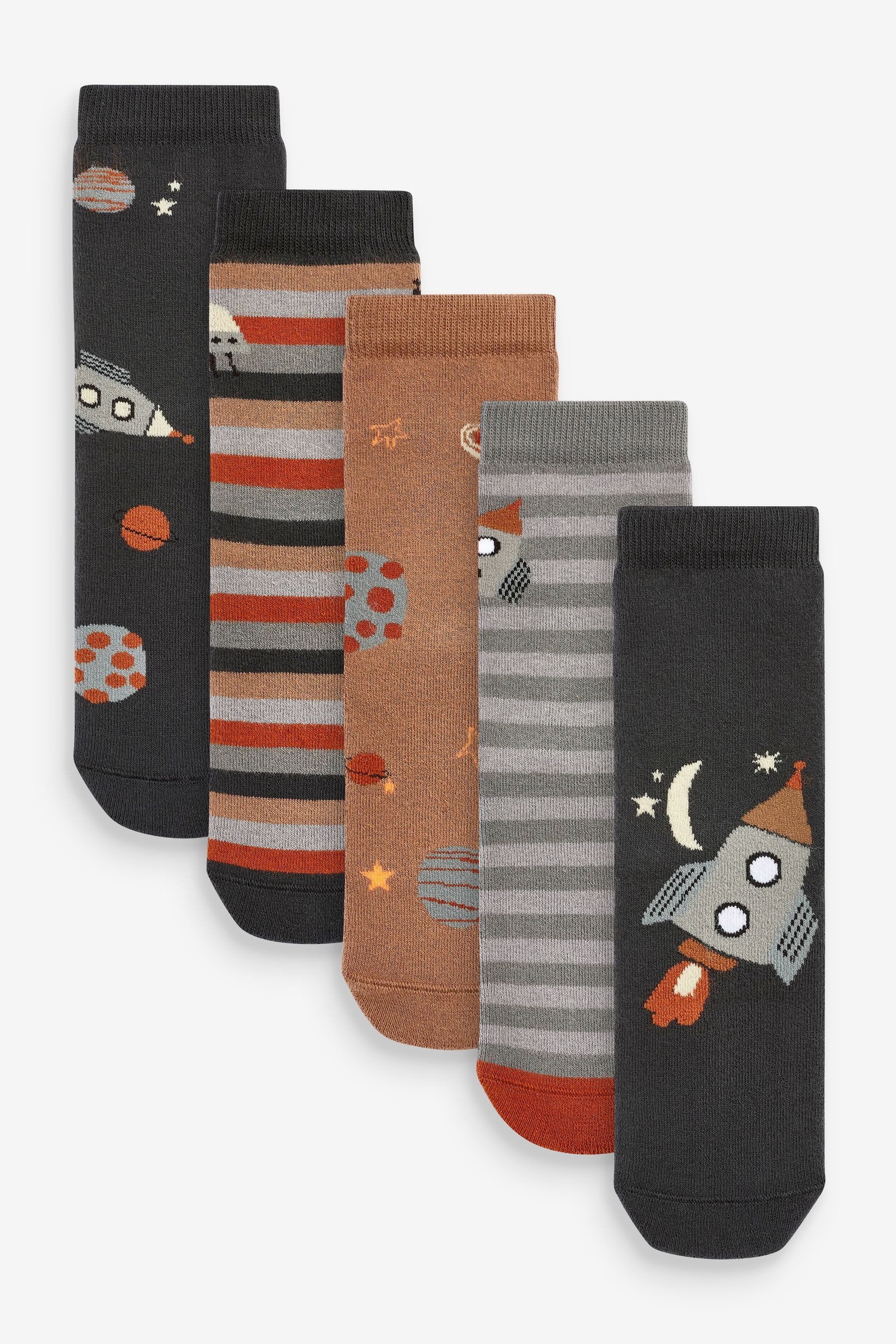 NEXT Herren Socken 5er Pack – Einfarbige Baumwollsocken Mit Gepolsterter Sohle & Frische-Technologie, Größen 6-14