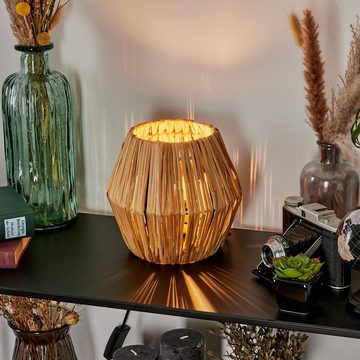 hofstein Tischleuchte moderne Boho Tischlampe aus Metall/Rattan in Schwarz/Natur, ohne Leuchtmittel, Nachttischlampe An-/Ausschalter, Lichteffekt, 1xE14, ohne Leuchtmittel