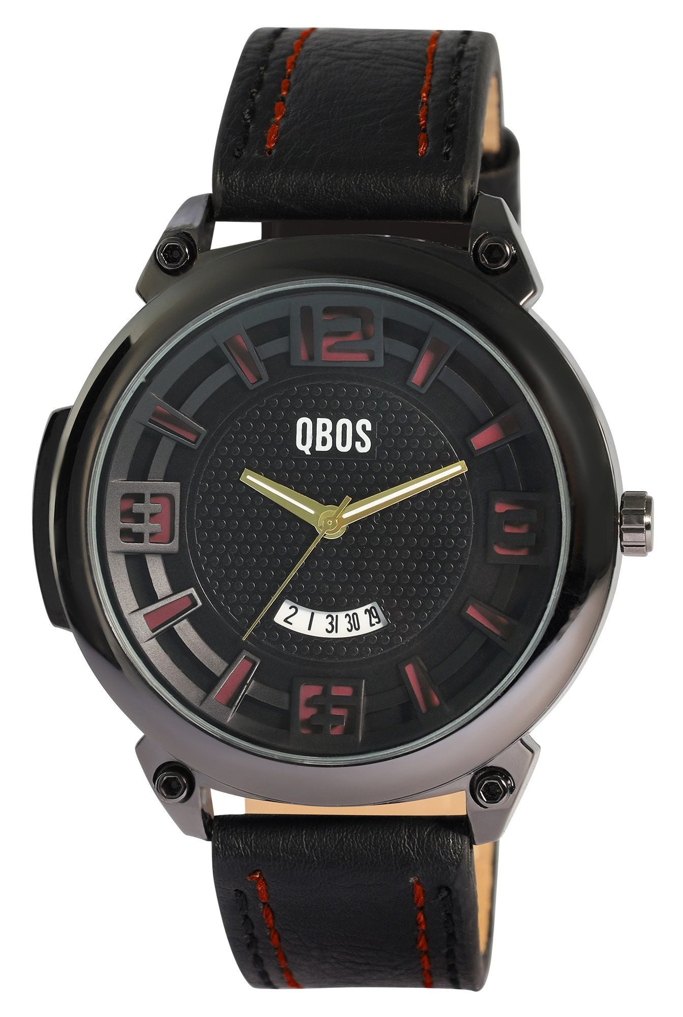 Quarzuhr 2900252 QBOS Herrenuhr mit Lederimitationsband
