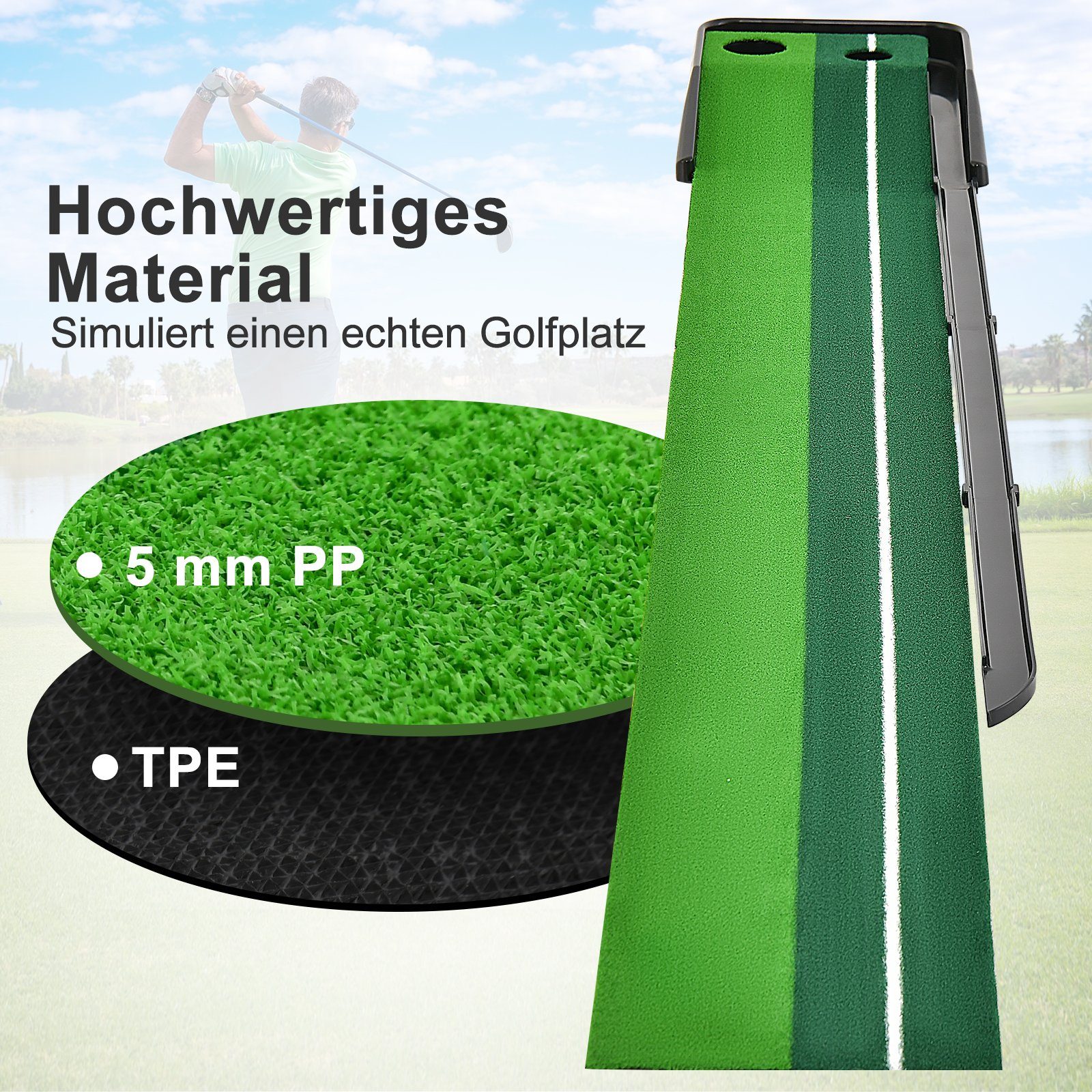 COSTWAY Puttingmatte, mit Ballrücklaufschiene