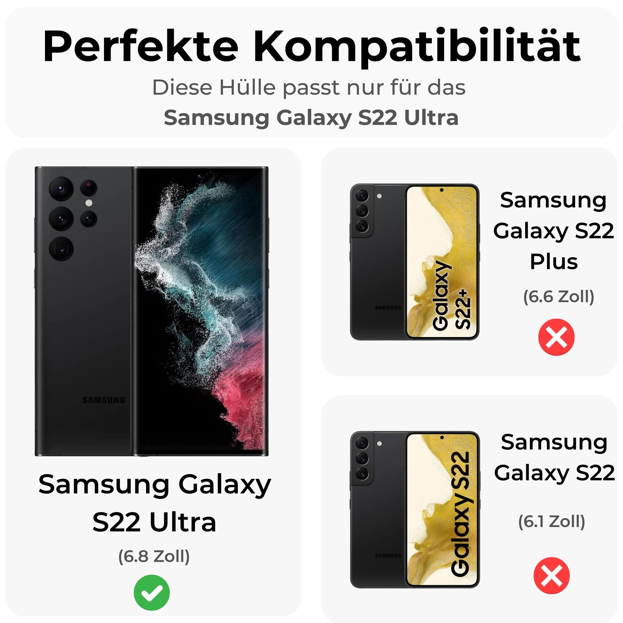 betterfon Handyhülle für Samsung Galaxy S22 Ultra TPU Case mit 360° Rundumschutz, 360 Grad Hülle mit Displayschutz und Fingerprint