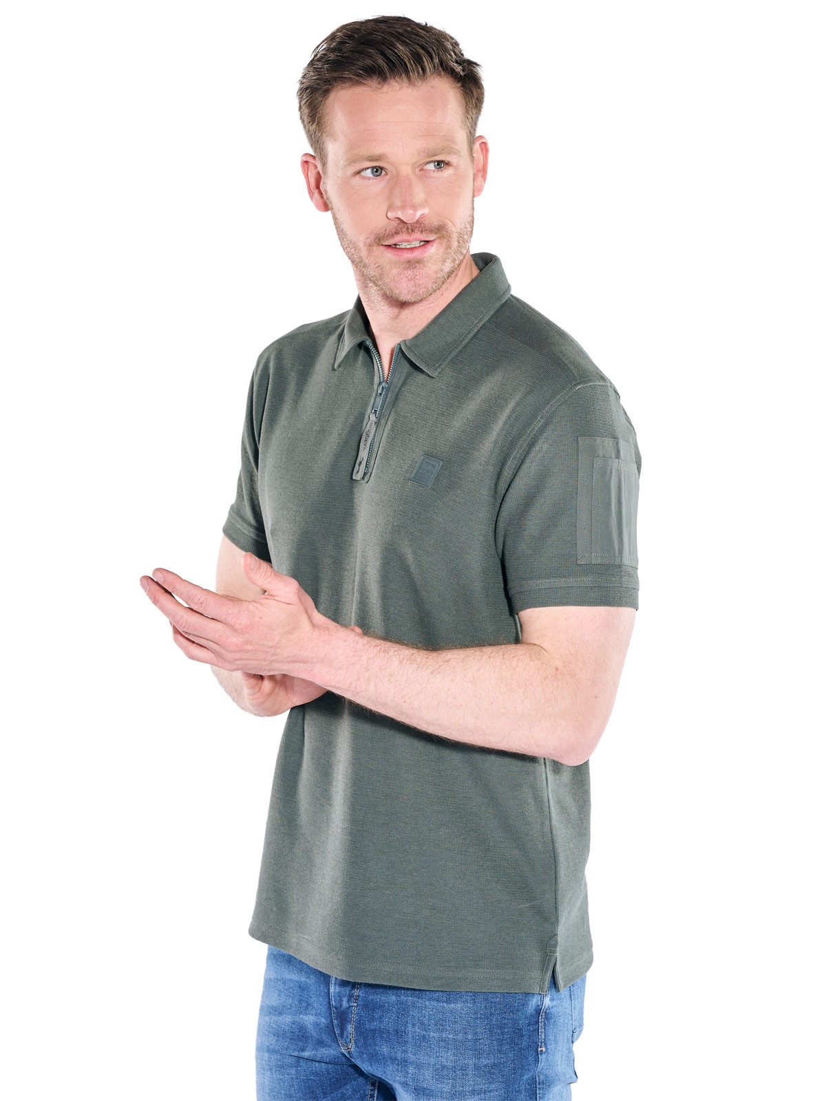 Engbers Poloshirt Herren Poloshirt mit Reißverschluss, Dunkelgruen