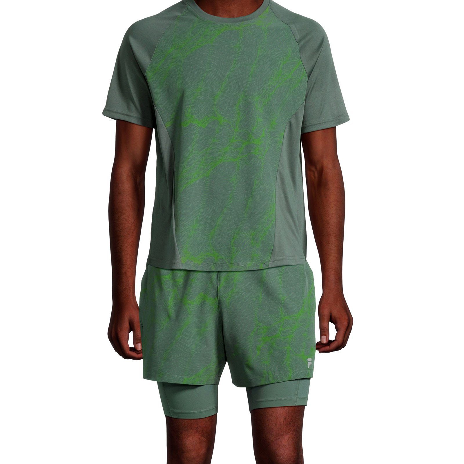 Fila Sporthose Running Shorts Roanoke AOP mit Floating-F Logo auf der Vorder- und Rückseite