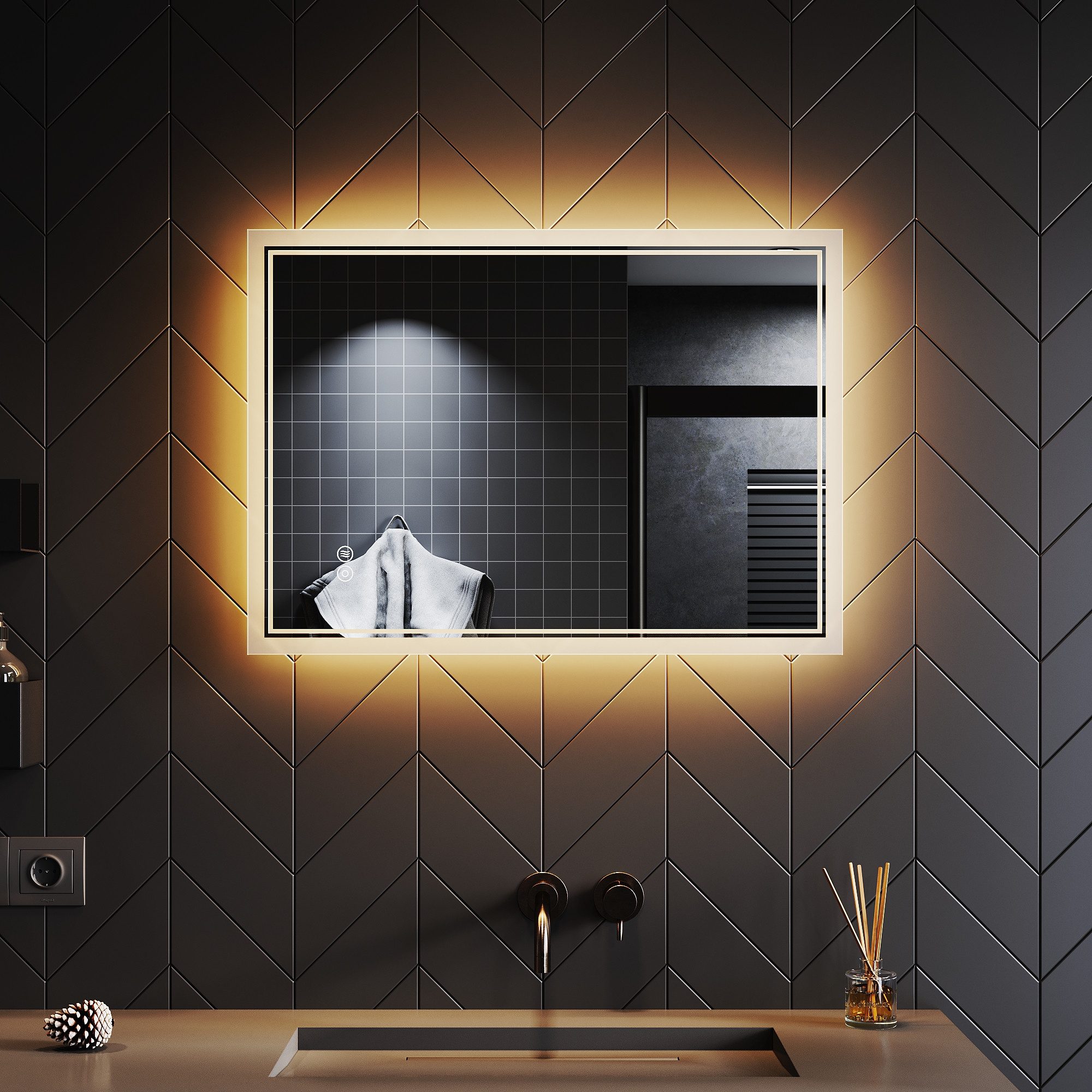 SONNI Badspiegel Beschlagfreie Beleuchtung Badspiegel mit LED-Beleuchtung L günstig online kaufen