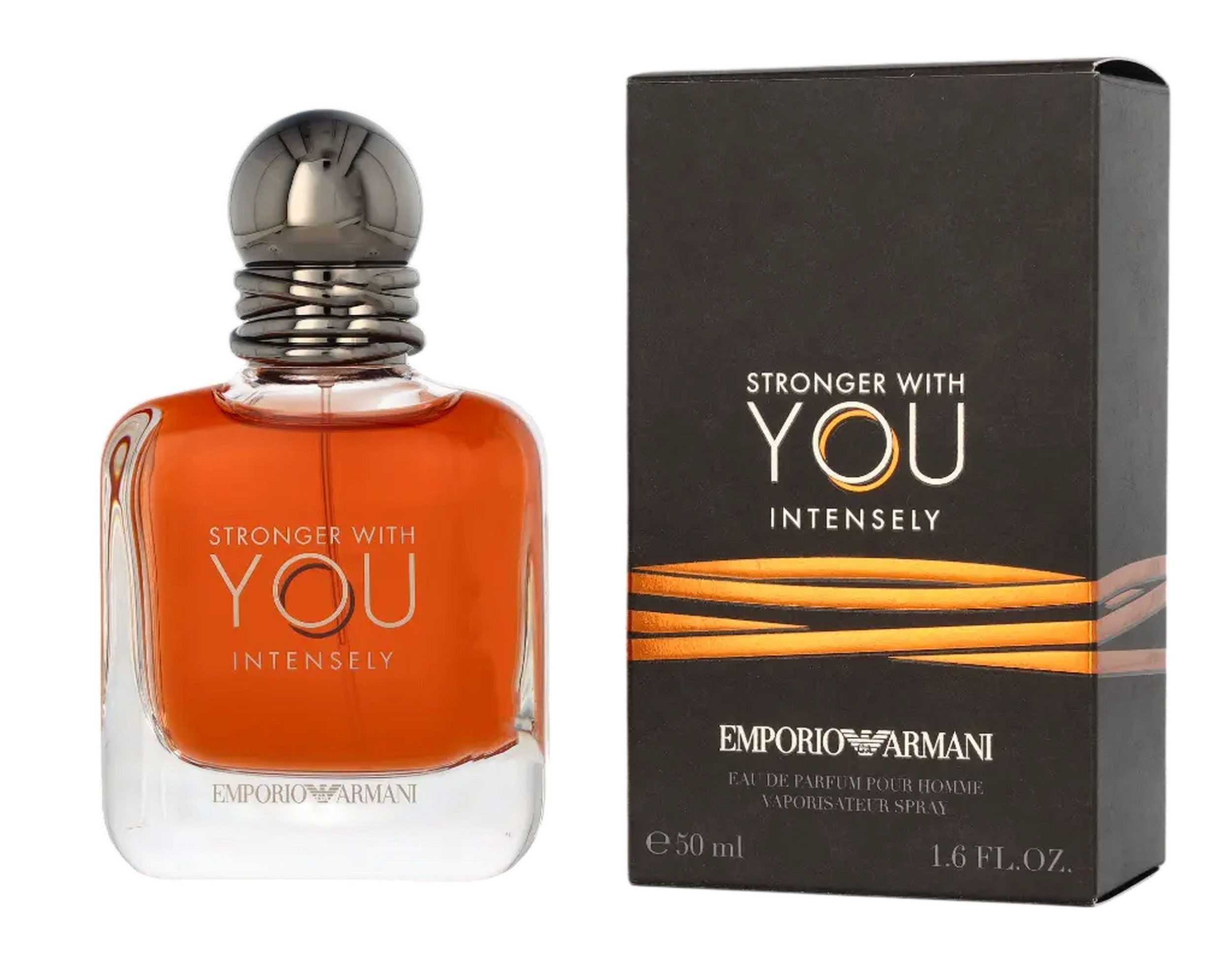 Emporio Armani Eau de Parfum Stronger With You Intensely EDP Herren Spray, Süß-würziger Duft mit Rosa Pfeffer, Wacholder, Vanille und Zimt