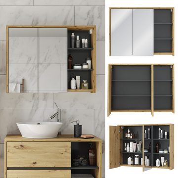 Vicco Badezimmerspiegelschrank Spiegelschrank Badspiegel VIOLA Artisan Grau