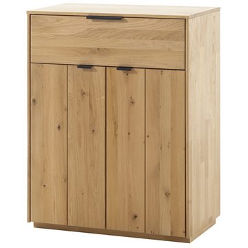 Lomadox Garderoben-Set LESKO-52, (Spar-Set, 4-St), mit Garderobenschrank Paneele Spiegel Kommode in Massivholz Eiche