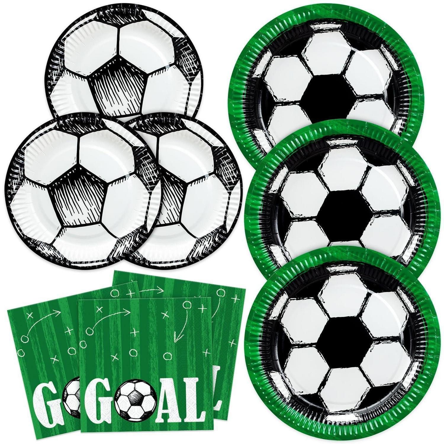 LuxusKollektion Pappteller Partygeschirr Set Fußball Goal 48tlg, (1 St)