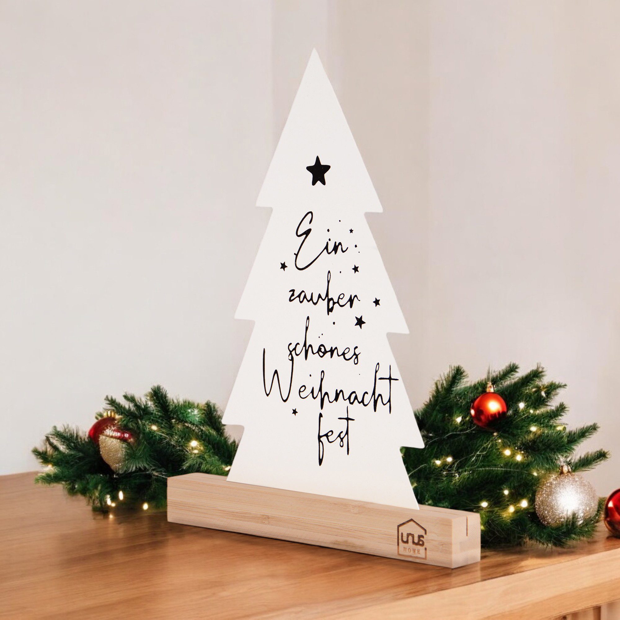 UNUS HOME Dekofigur Tannenbaumaufsteller Weihnachtsdeko (Weiß), Nachhaltige günstig online kaufen