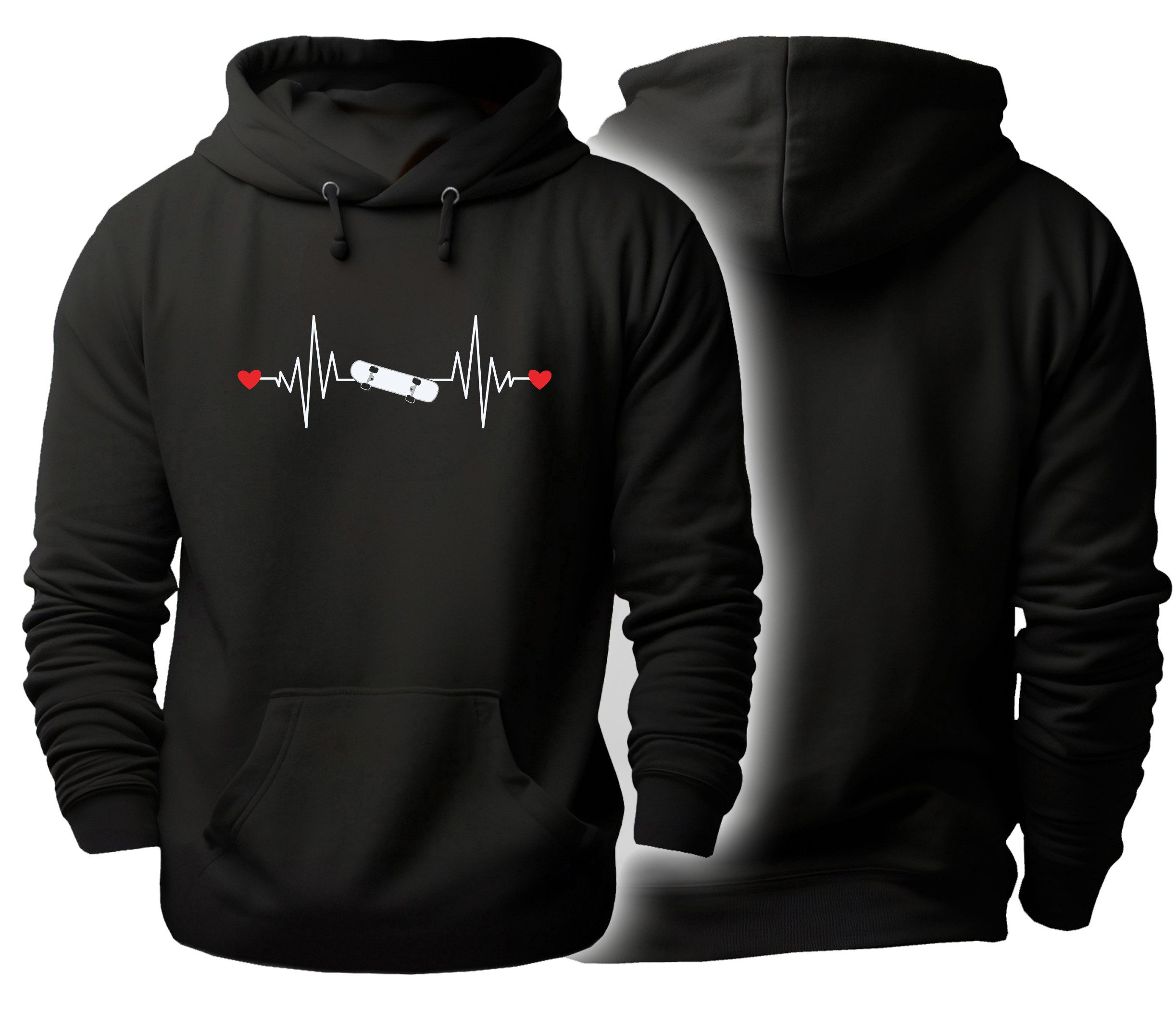 MyDesign24 Hoodie Herren und Damen Kapuzensweater - Skater Herzschlag Skater Пуловеры i528