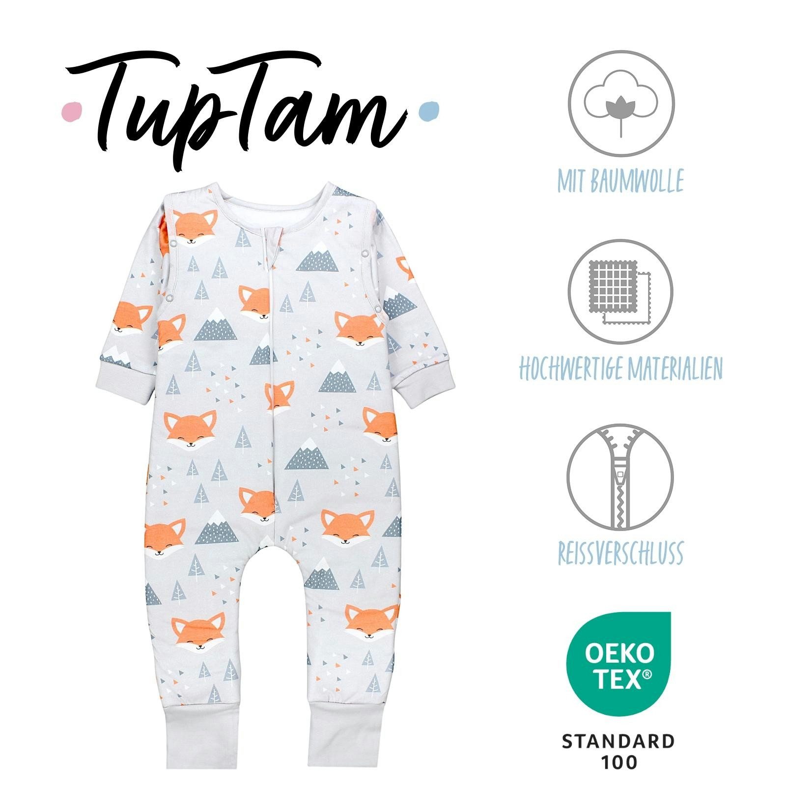 TupTam Babyschlafsack 2.5 TOG Schlafsack BIO-Baumwolle mit Beinen und Ärmeln Herbst Winter – Bild 2 von 5