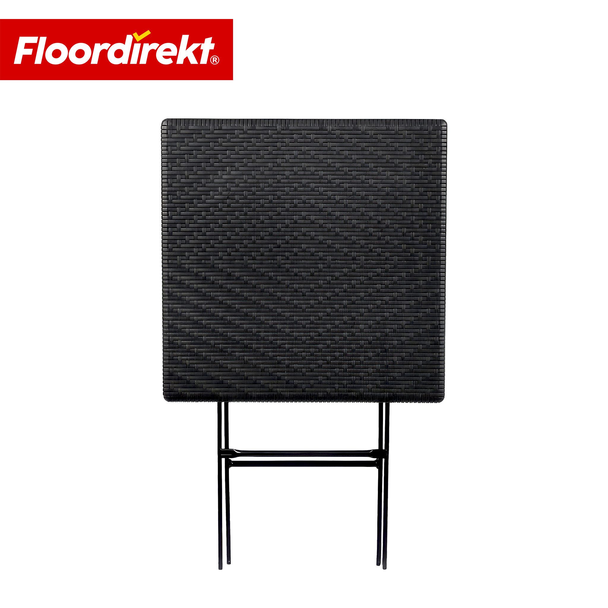 Floordirekt Klapptisch Gartentisch Balkontisch Kobe 60x60 cm schwarz klappbar Rattan-Optik, 60x60 cm, wetterfest, stabil