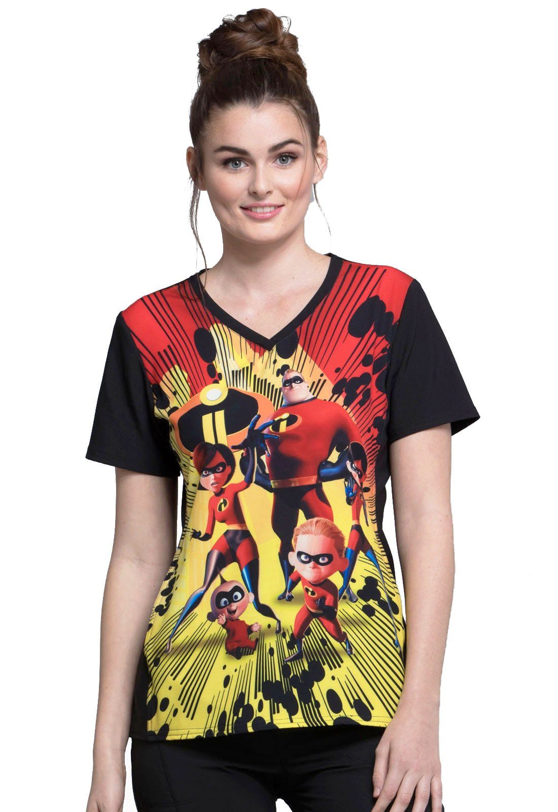 Funktionsbluse Bunt bedruckter Disney Damen Kasack "The Incredibles"