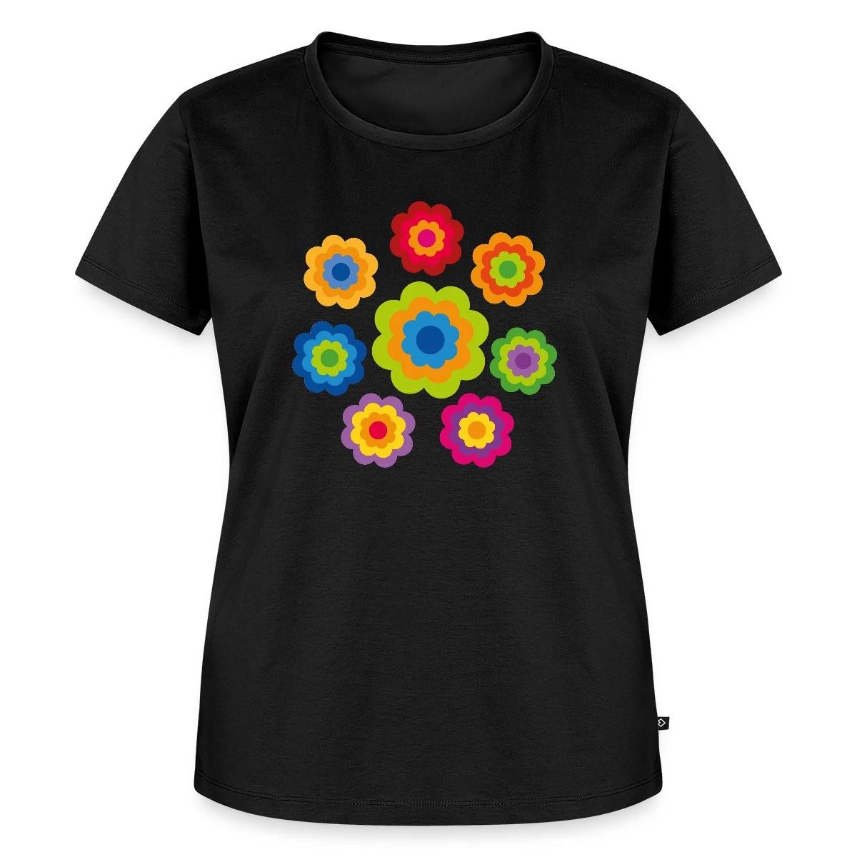 T-Shirt 70er Jahre Hippie Flower Power Kostüm Blumen Fasching Frauen Premium T