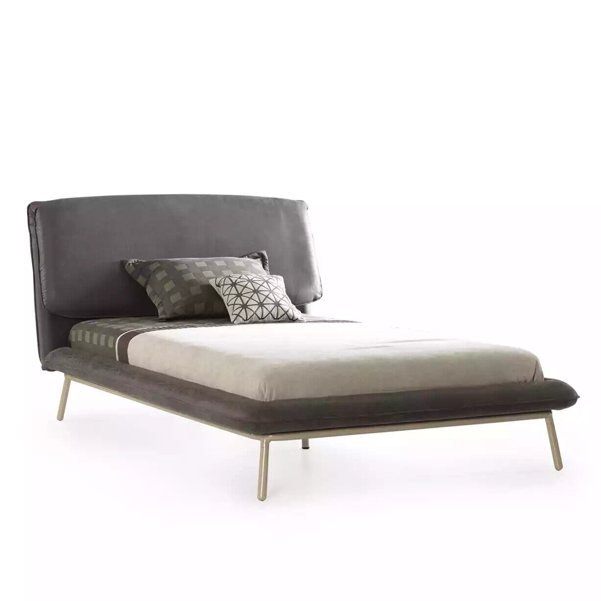 JVmoebel Bett Modern Bett 100 cm Bettgestell Polsterbett Stoff Grau Jugendbett (1-tlg., Bett), Made in Europe