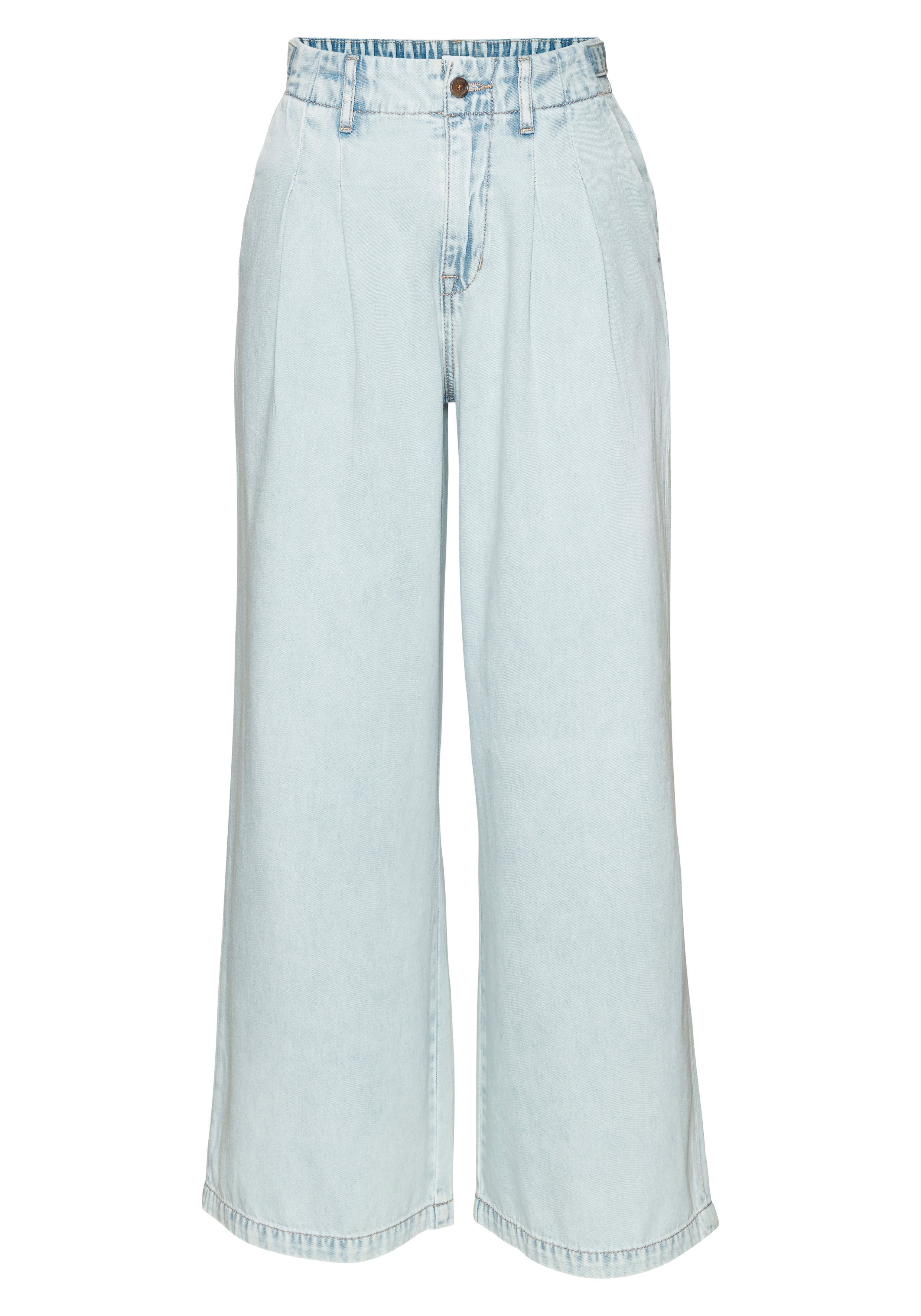 LASCANA Weite Jeans mit Bundfalten vorn und Gummizugbund