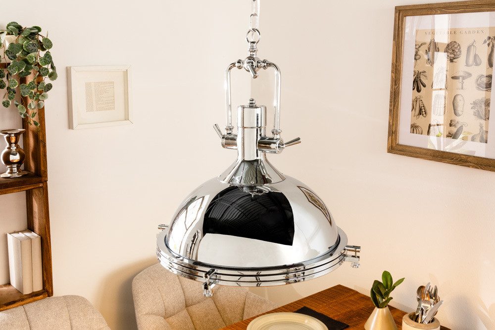 riess-ambiente Hängeleuchte INDUSTRIAL 45cm silber, ohne Leuchtmittel, Wohnzimmer · Metall · Esszimmer · Industrial