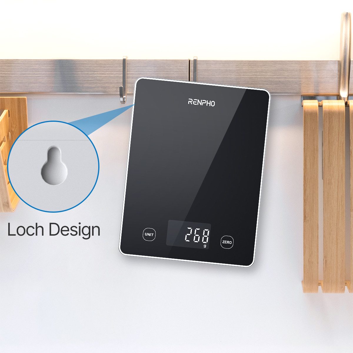 RENPHO Küchenwaage Calibra 1L Smart Nutrition Scale T001, Smarte Küchenwaage für präzise Ernährungstracking & Zielerreichung