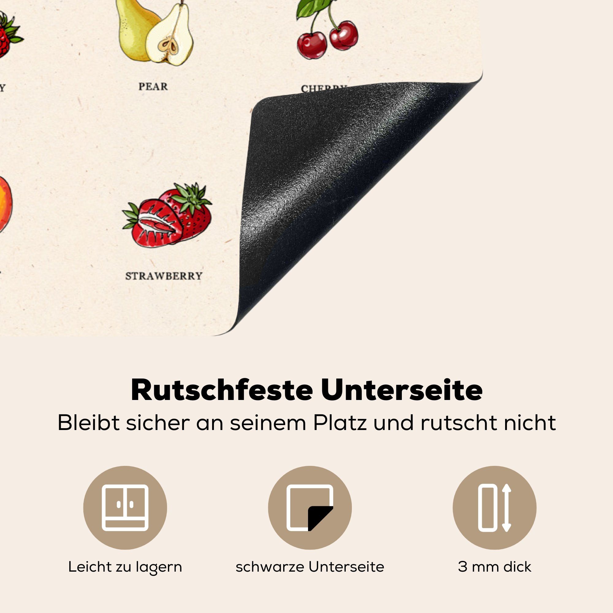 MuchoWow Herdblende-/Abdeckplatte Obst die Ceranfeldabdeckung - 81x52 Vinyl, cm, (1 Küche, küche, Schutz - Lebensmittel tlg), für Induktionskochfeld