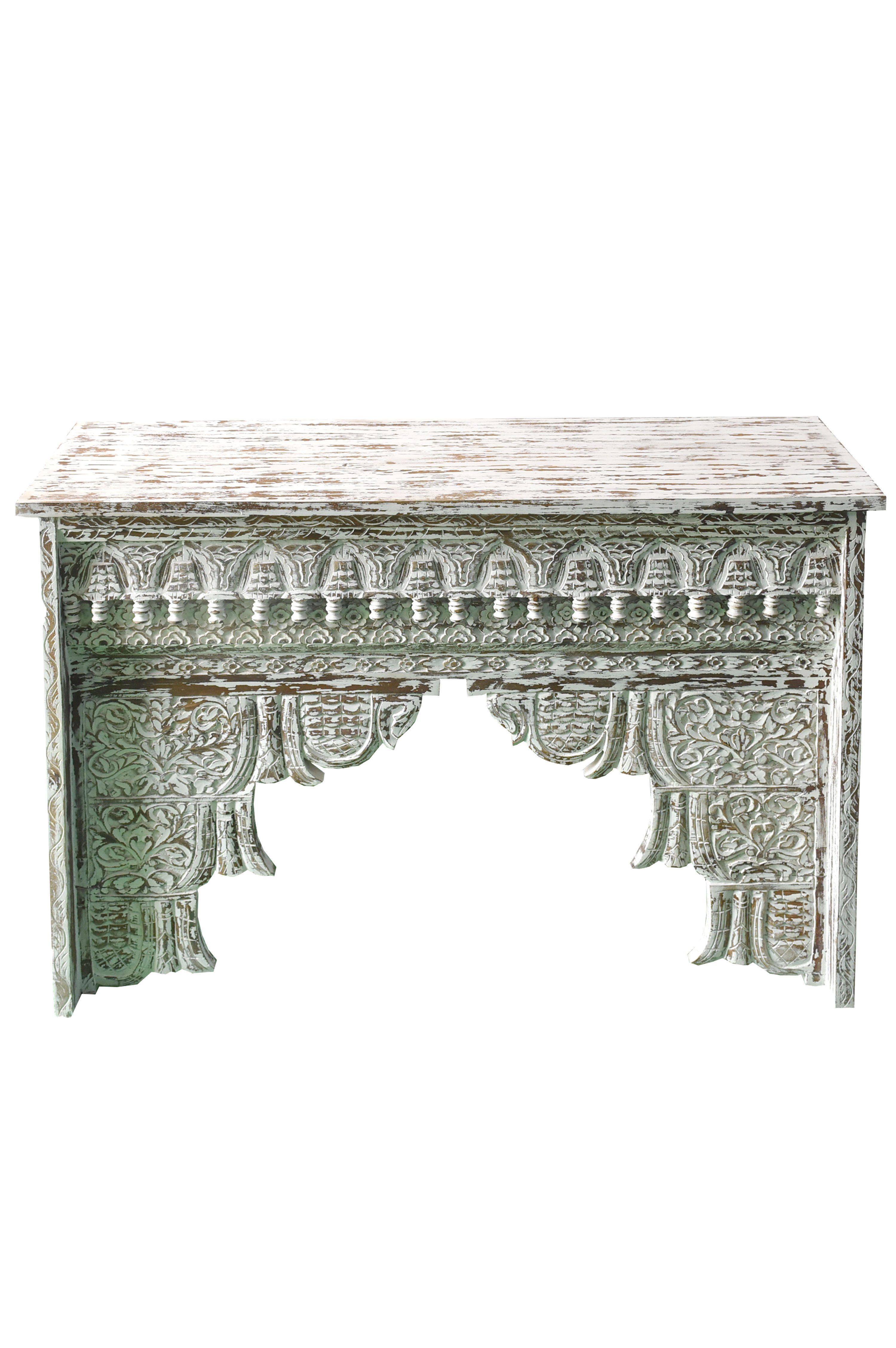 Marrakesch Orient & Mediterran Interior Konsolentisch Console vintage orientale Inana 120 cm, blanche (1-St), Handarbeit